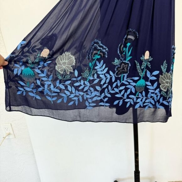 Anthro Not So Serious Pallavi Mohan embroidered Sleeveless Woodvine Swing Dress - Picture 5 of 10